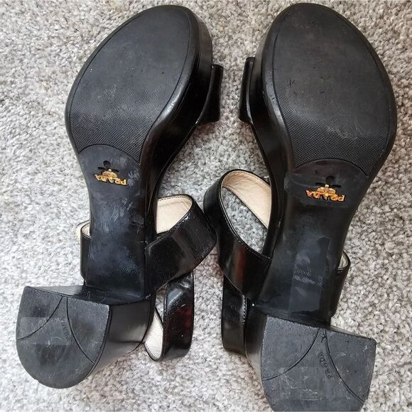 Prada Vintage Black Platform Strap Heels - Picture 6 of 12